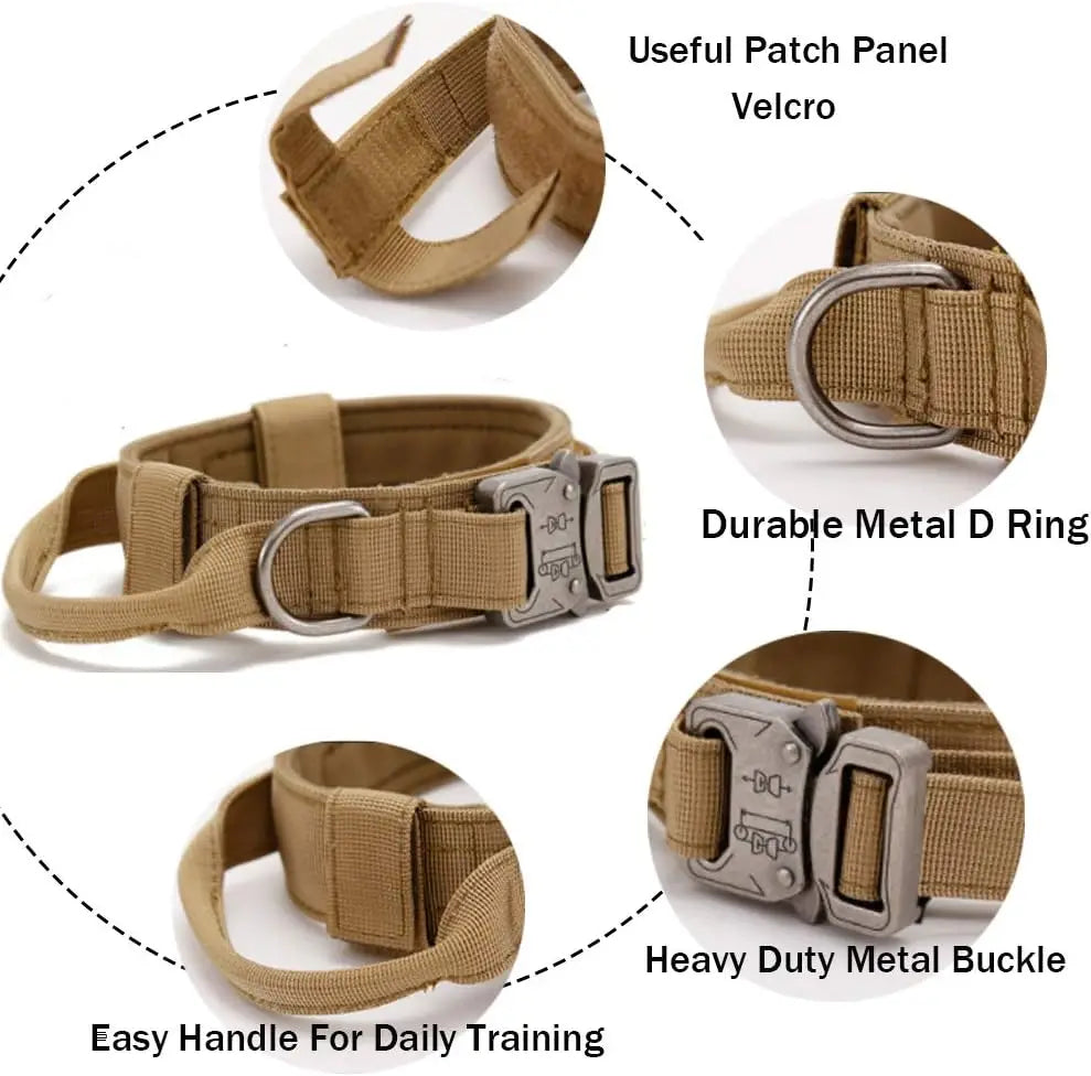 Tactical Dog Collar with Handle - Heavy-Duty Quick-Release Military Collar for Large Dogs - Deribla Store