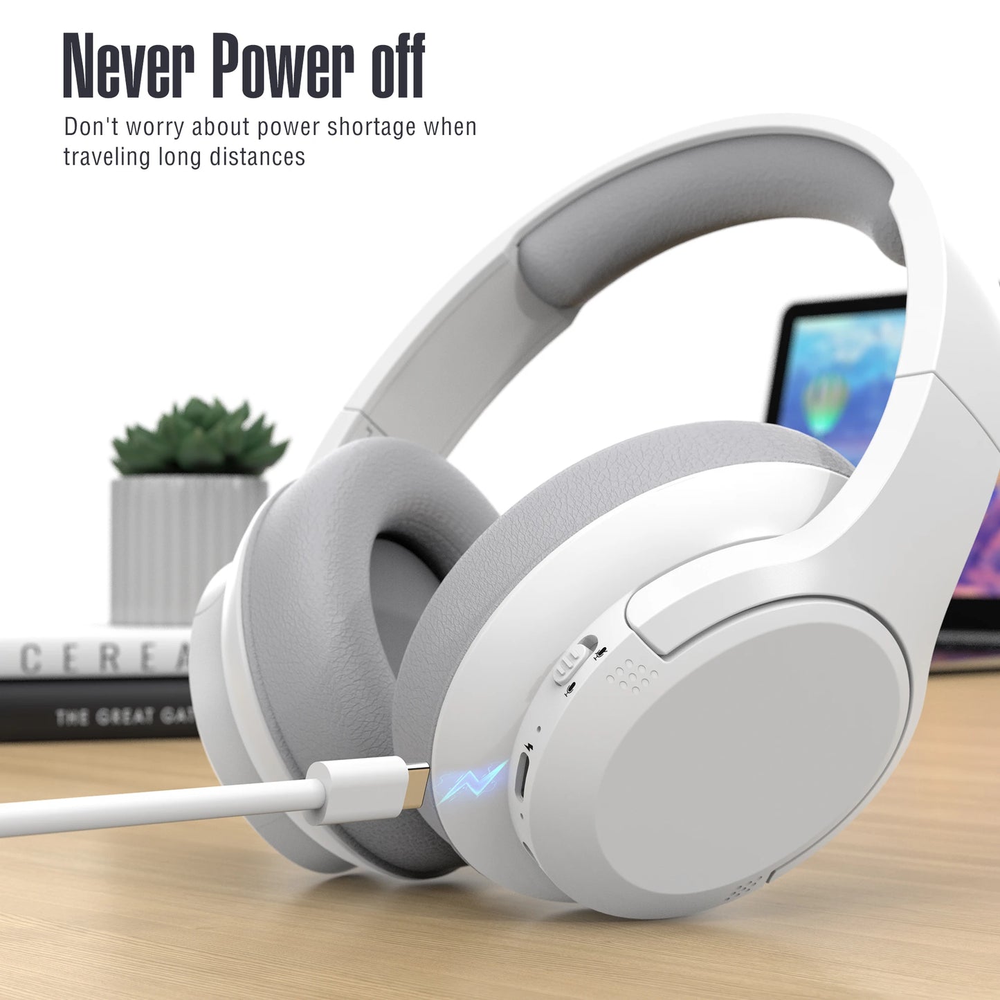 Bluetooth Wireless Over-Ear Headphones with 48H Playtime and with