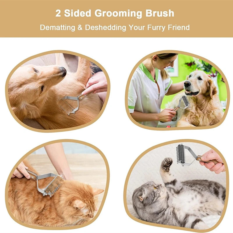 Professional Dog Dematting Comb - Wooden Handle Knot Remover Brush for Dogs & Cats - Deribla Store