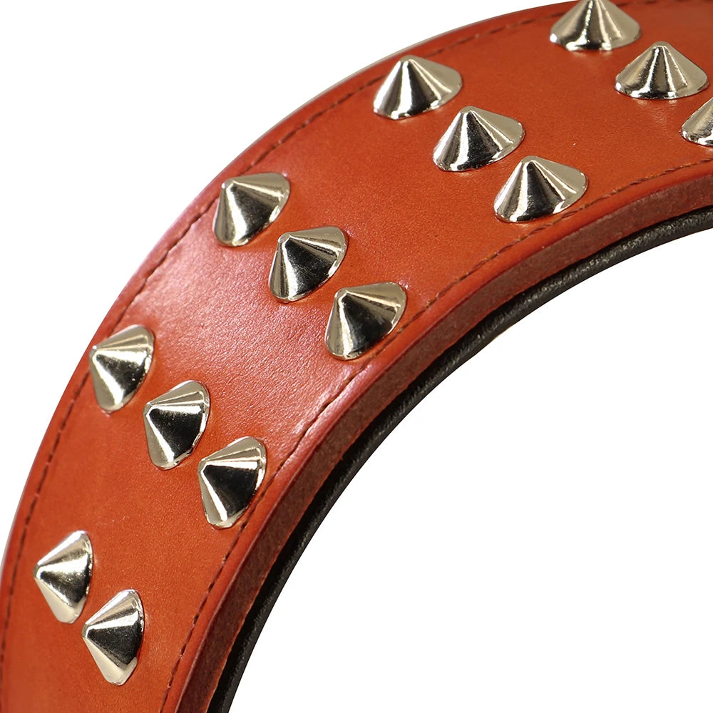 Spiked Studded Leather Dog Collar - Heavy Duty for Large Dogs - Deribla Store