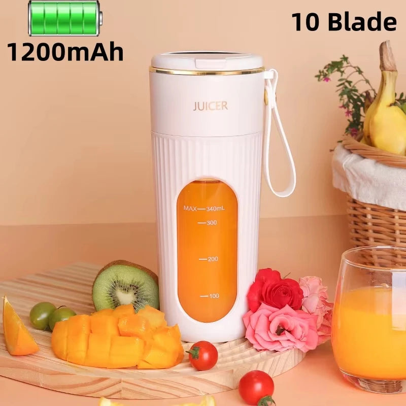 Rechargeable Portable Juicer - 14-Blade Fast Mixing Blender with 2400mAh Battery (400ml) - Deribla Store