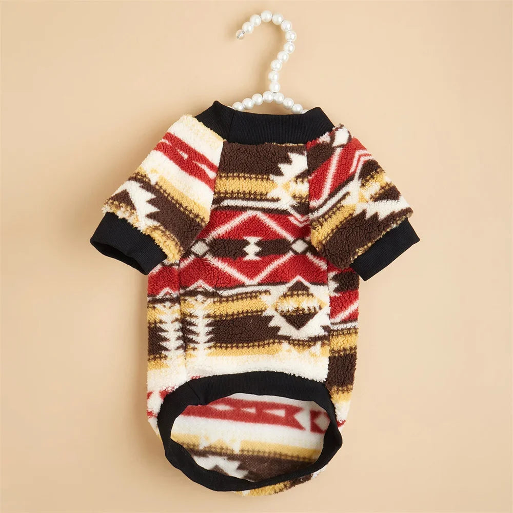 Autumn Winter Dog Clothes - Warm Plush Ethnic Style Sweater for Small Dogs & Cats - Deribla Store