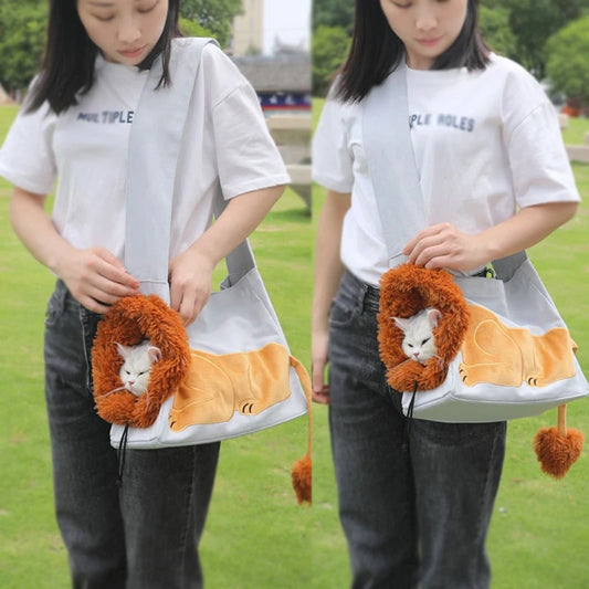 Lion Design Pet Carrier - Portable Breathable Travel Bag for Cats & Dogs - Deribla Store