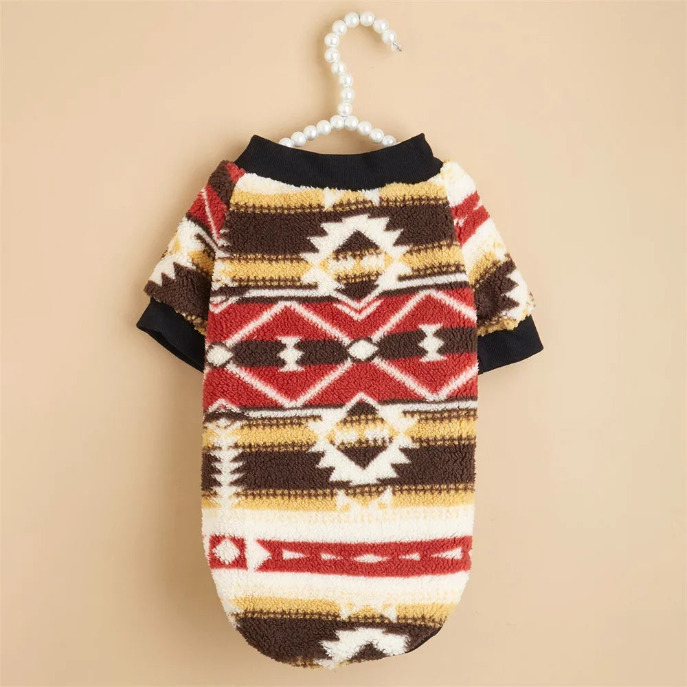Autumn Winter Dog Clothes - Warm Plush Ethnic Style Sweater for Small Dogs & Cats - Deribla Store