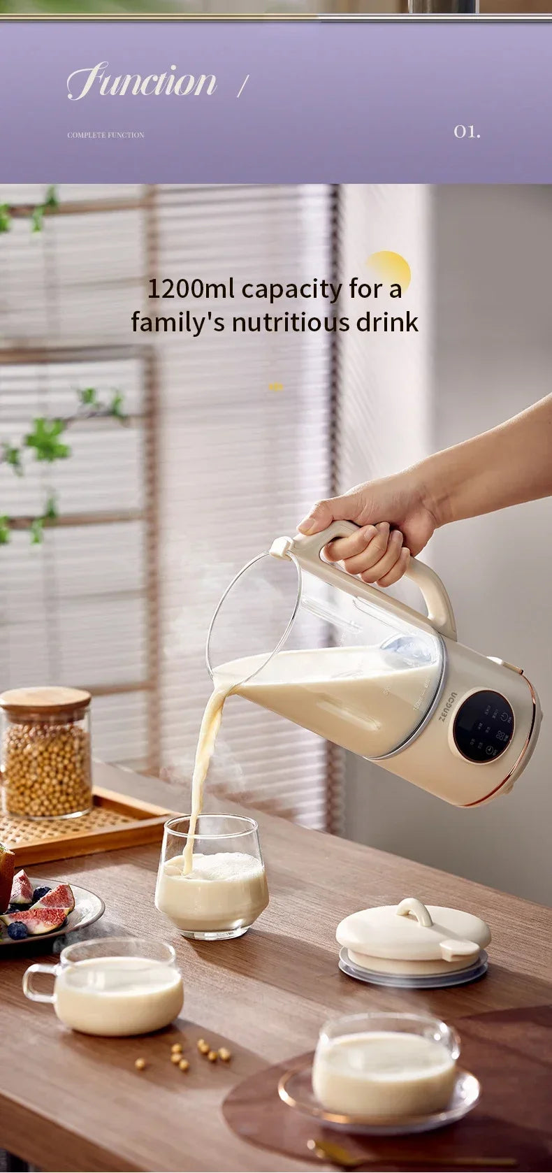 800ml Soy Milk Maker - Electric Multifunctional Blender for Soy Milk, Rice Paste & Smoothies - Deribla Store
