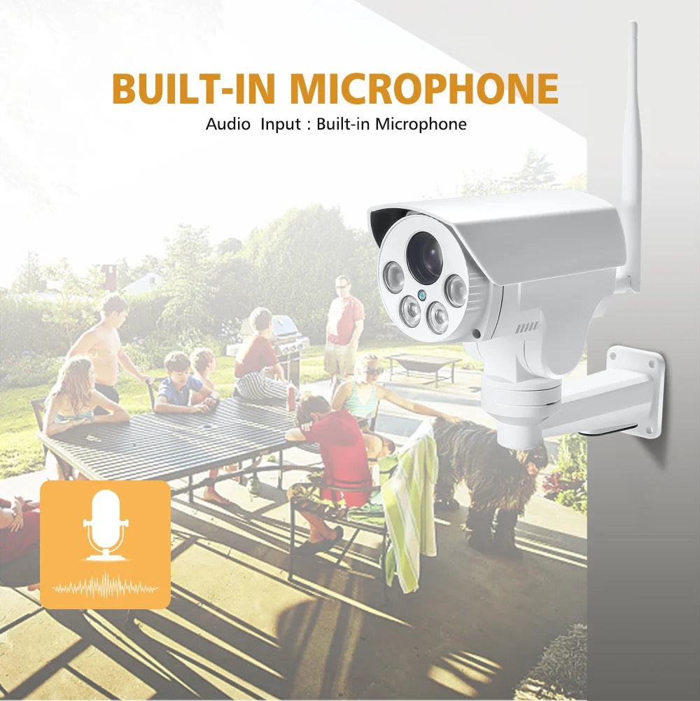 Caméra PTZ 4G WiFi 4K 8MP - 10X Zoom Outdoor IR 50M