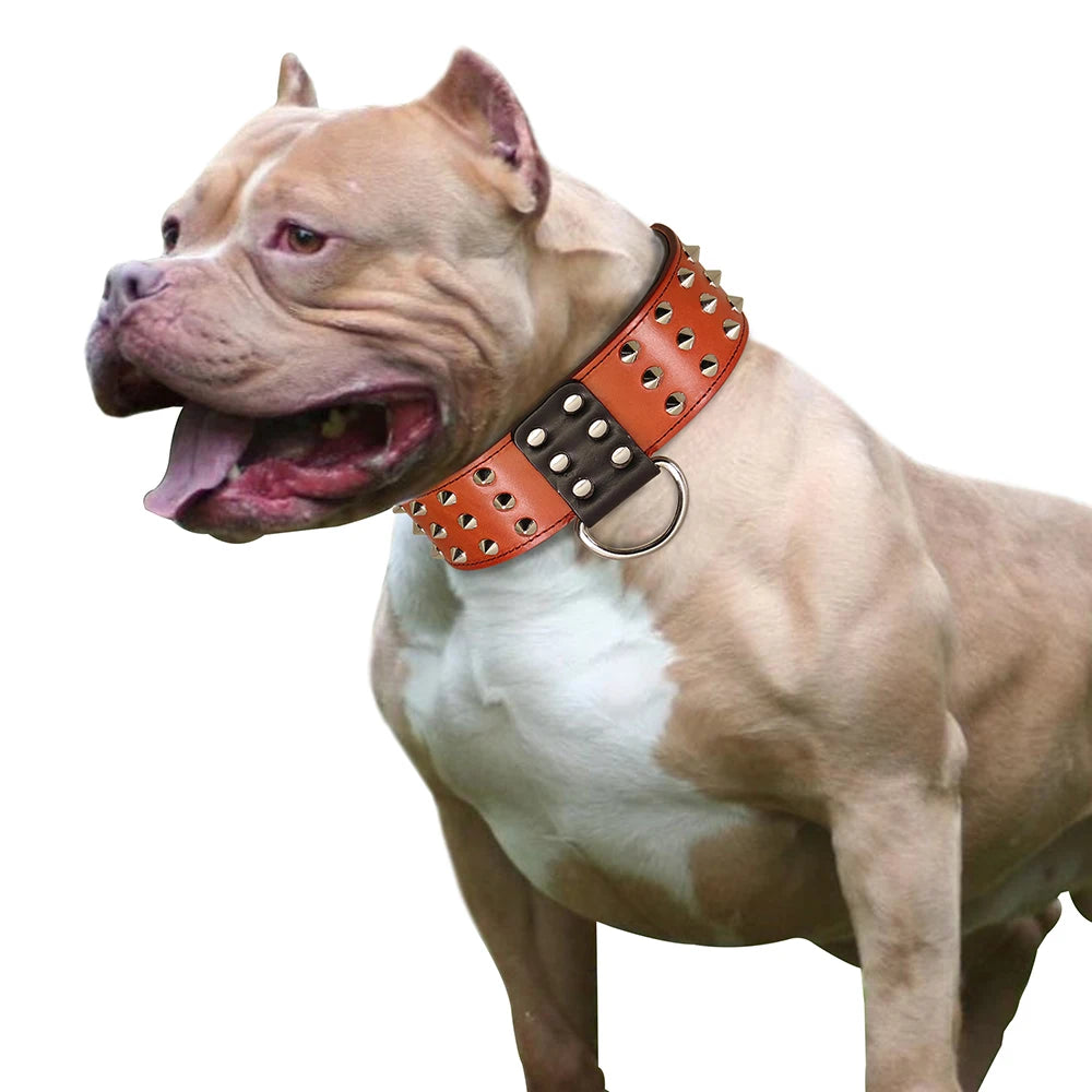 Spiked Studded Leather Dog Collar - Heavy Duty for Large Dogs - Deribla Store