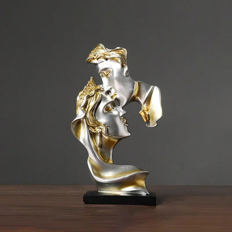Mini statue d'amoureux en résine, figurine en posture de baiser, modèle artisanal, sculpture