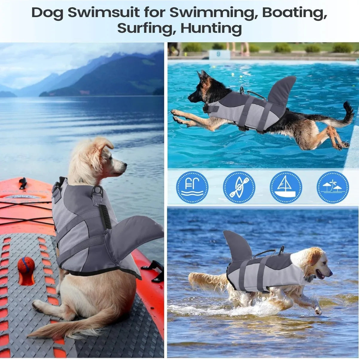 Dog Life Jacket - Adjustable High Buoyancy Swim Vest with Rescue Handle - Deribla Store