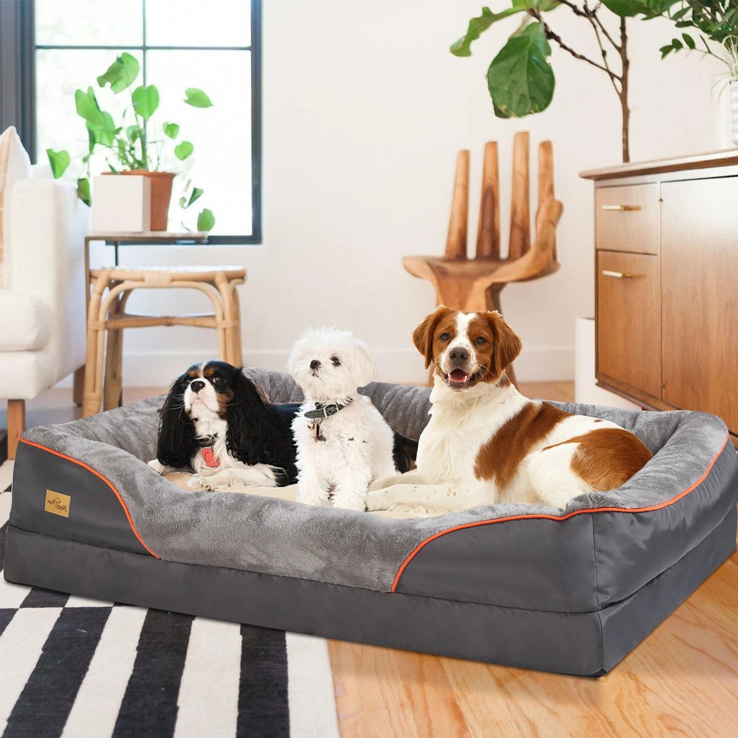 Orthopedic Dog Bed - Memory Foam Pet Bed with Removable Cover & Bolster (L-3XL) - Deribla Store