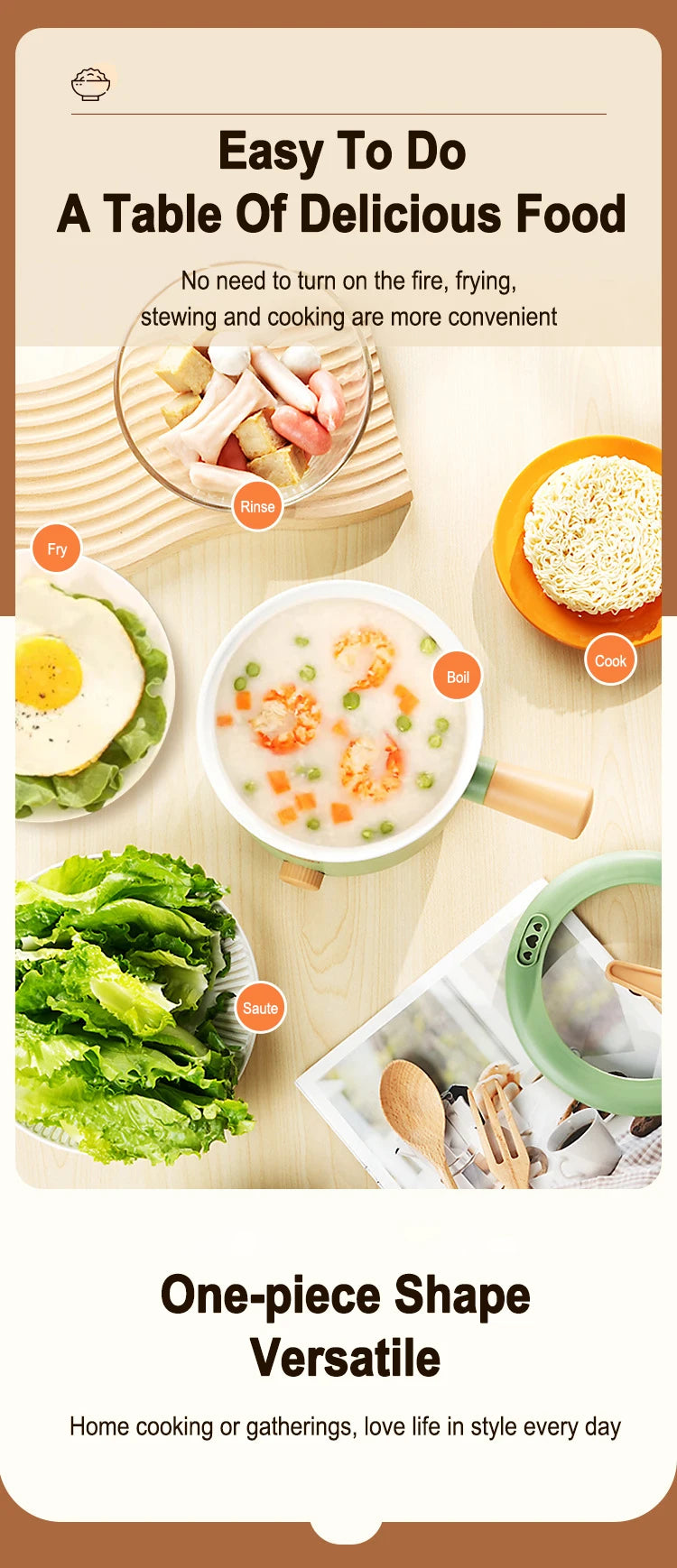 Electric Multifunction Cooker - 1.5L Mini Hot Pot with Non-Stick Pan (110V/220V) - Deribla Store