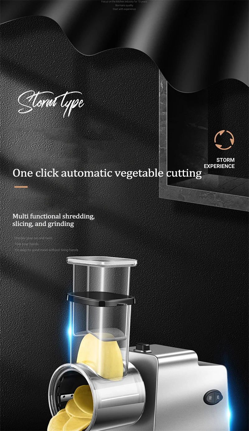 Electric Vegetable Cutter - 200W Multifunctional Slicer, Shredder & Grater with 3 or 5 Blades - Deribla Store