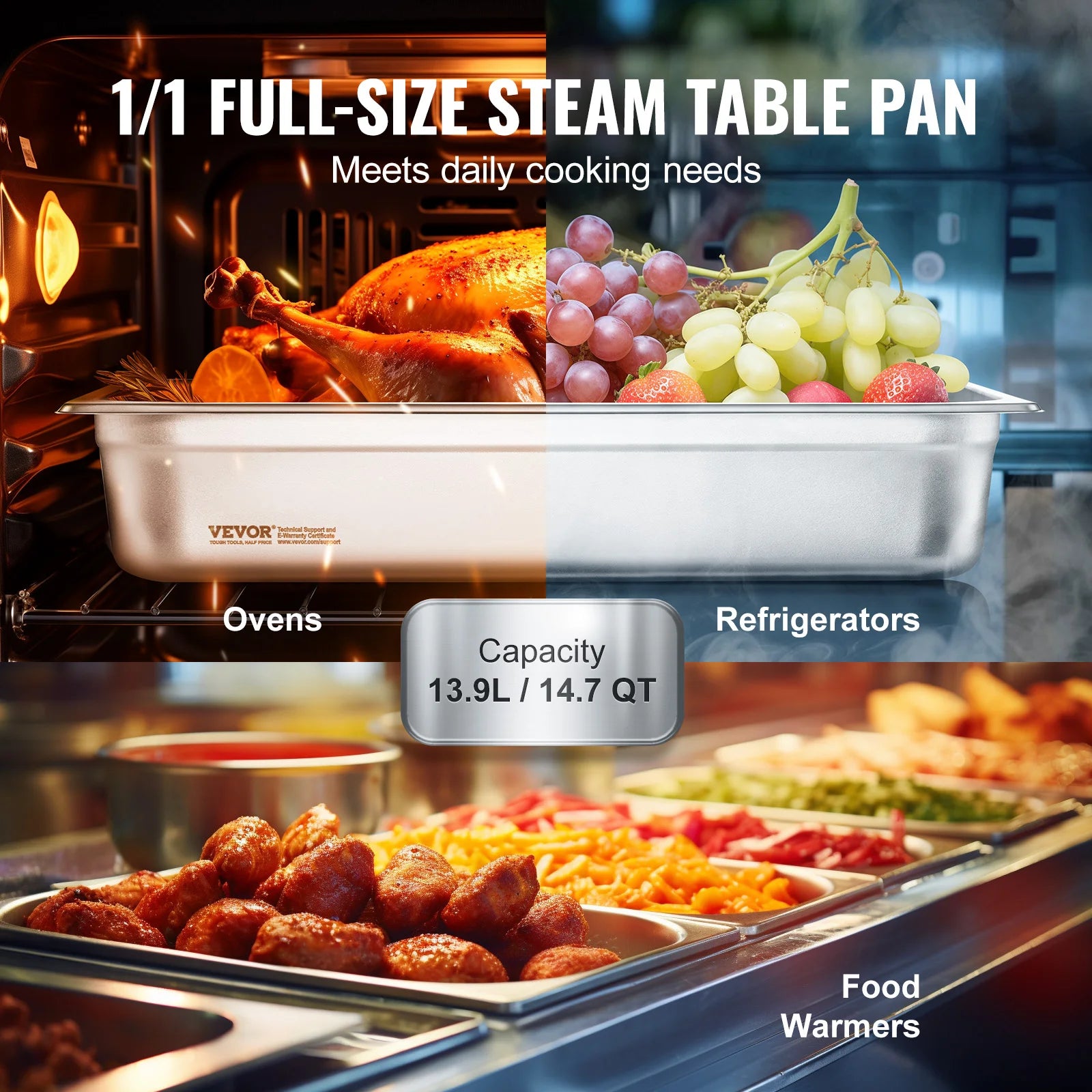 Hotel Pans 4Pack Full Size SucceBuy - 4-Inch Deep Steam Table - Deribla Store