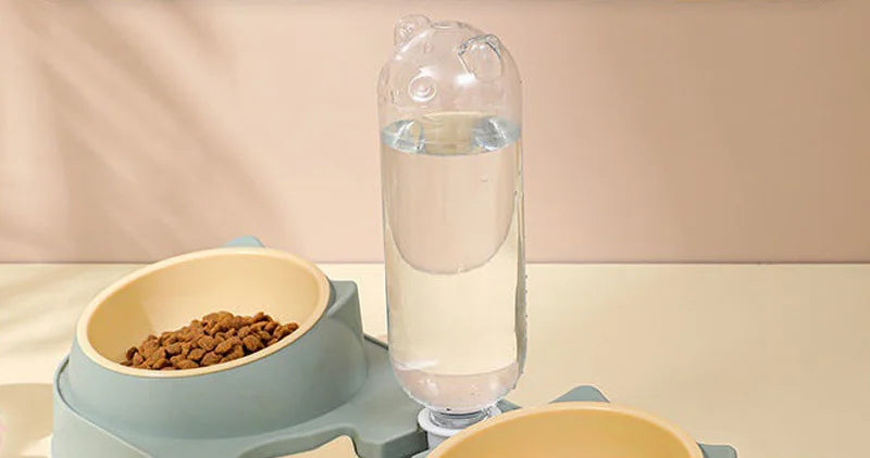 3-in-1 Elevated Cat Feeder - Double Bowl with Automatic Water Dispenser for Cats & Small Dogs - Deribla Store