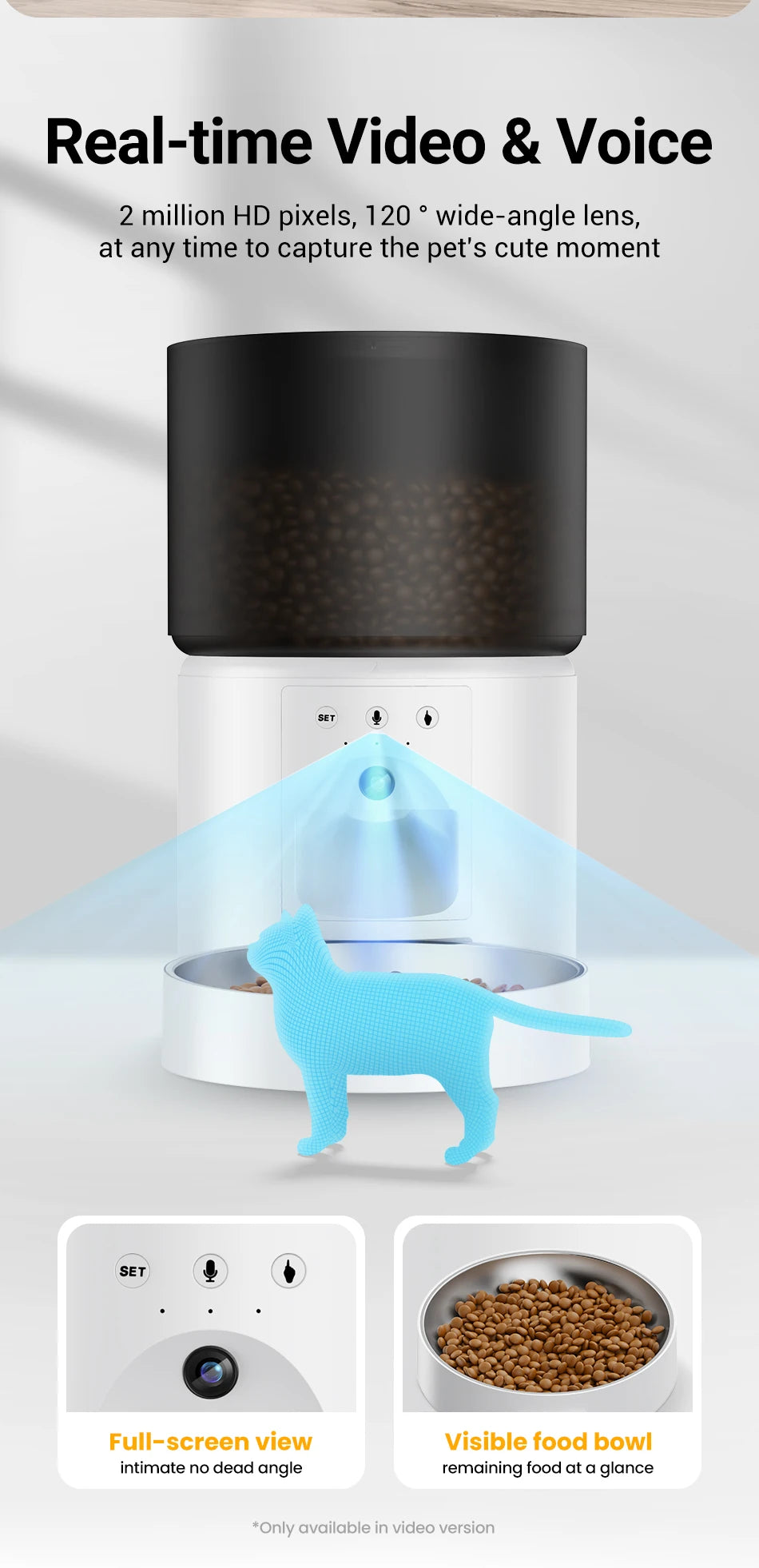 Smart Automatic Pet Feeder with HD Camera - WiFi App Control Food Dispenser for Cats & Dogs - Deribla Store