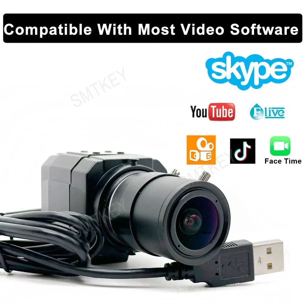 USB Camera 4K 8MP 30fps - Varifocal Lens 2.8-12mm UVC OTG