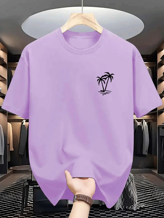 Men's summer 100% cotton fashionable casual loose coconut tree
