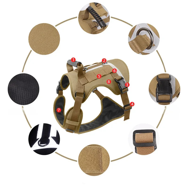 Tactical Dog Harness - Reflective No-Pull Vest for Large Dogs with Handle - Deribla Store