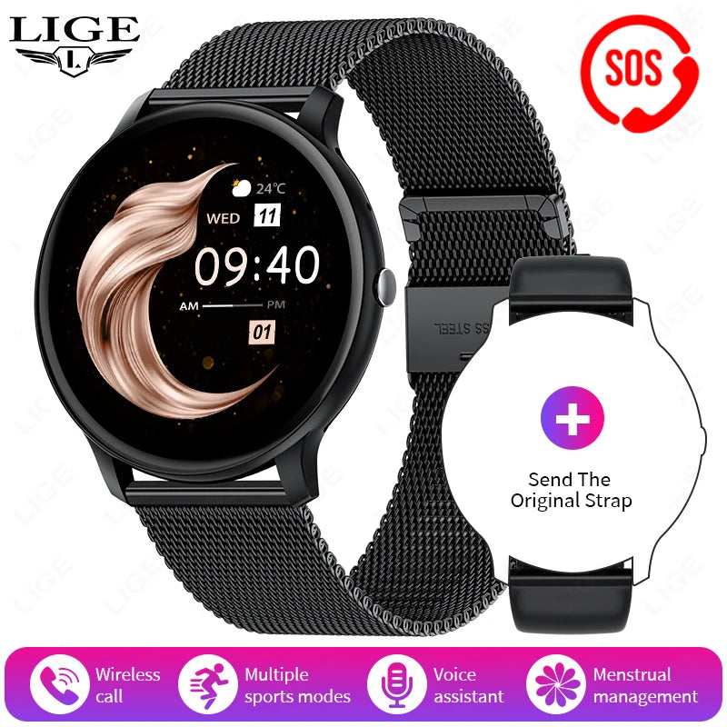 LIGE Smart Watch Women Men Bluetooth Call Sports Fitness Watches