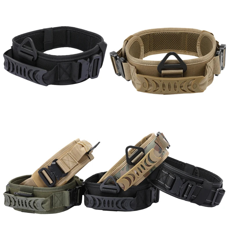 Adjustable Metal Double Buckle Tactical Dog Collar - Heavy-Duty Training Collar for Medium to Large Dogs - Deribla Store