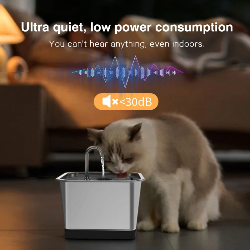 304 Stainless Steel Cat Water Fountain 4L - USB Silent Pump with Triple Filtration - Deribla Store