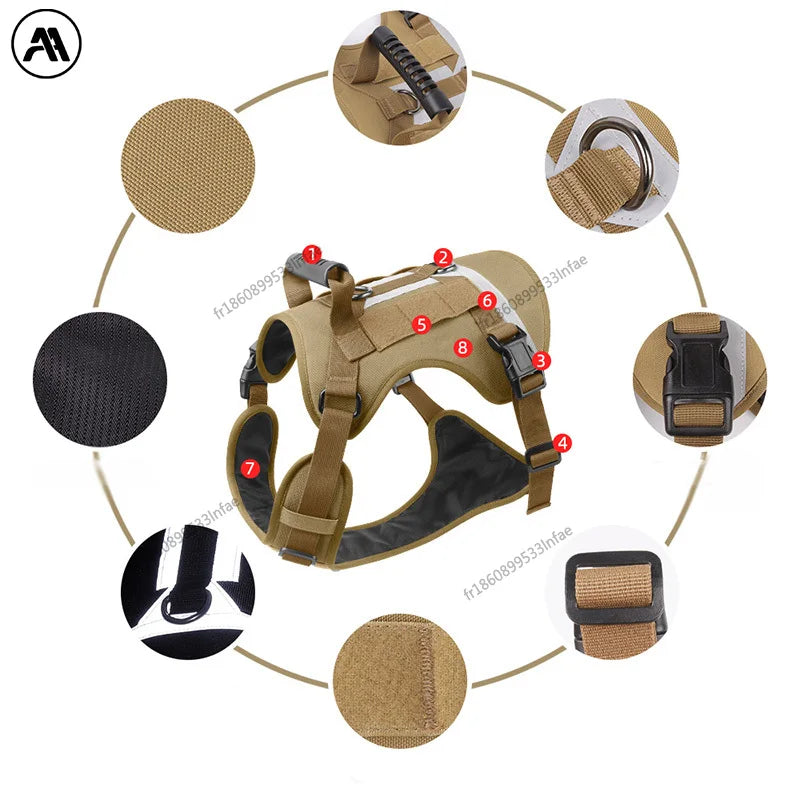 Tactical Dog Harness - Reflective No-Pull Vest for Large Dogs with Handle - Deribla Store