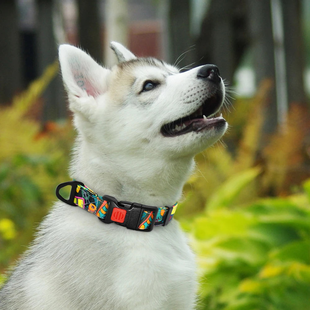 Floral Dog Collar - Adjustable Nylon Flower Print for Small to Large Dogs - Deribla Store