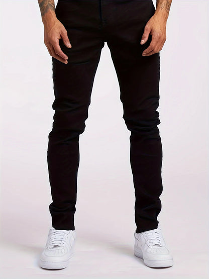 Men's jeans, fashionable stretch solid color jeans, fashionable