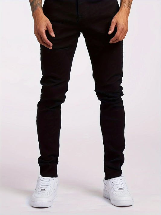 Men's jeans, fashionable stretch solid color jeans, fashionable
