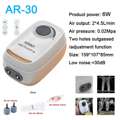 SOBO High Power AR-30 6W Mute Oxygen Pump Fish Tank Oxygenation Pump Household Oxygenator Small Fish Tank Air PumpPump - Deribla Store