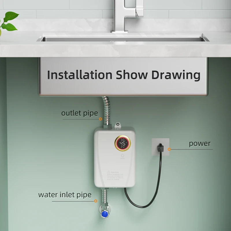 Electric Water Heater 110V 220V Instant - Wall Mounted 3S Hot - Deribla Store