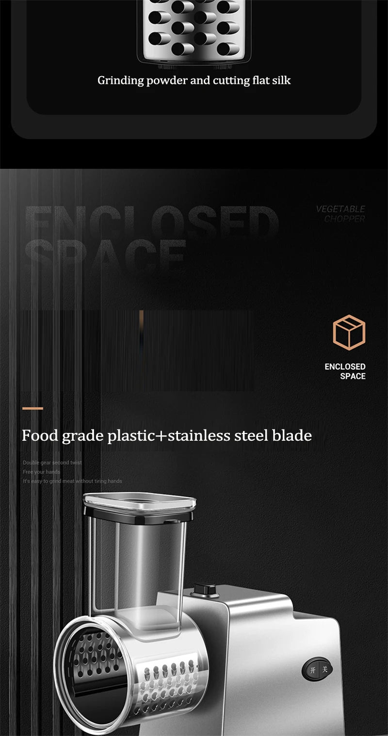 Electric Vegetable Cutter - 200W Multifunctional Slicer, Shredder & Grater with 3 or 5 Blades - Deribla Store