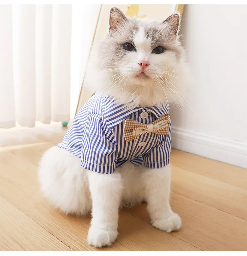 Summer Cat Shirt - Breathable Striped Vest for Cats & Small Dogs - Deribla Store