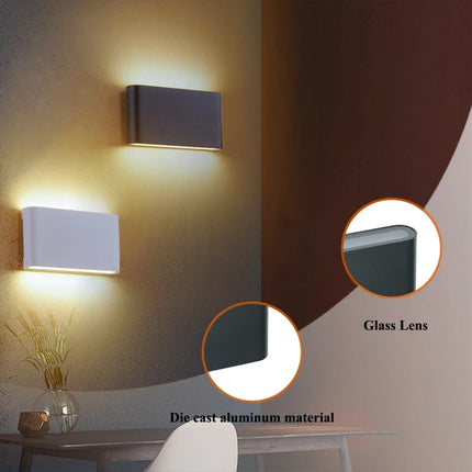 LED Wall Light - Waterproof Indoor Outdoor Lamp 6W/12W