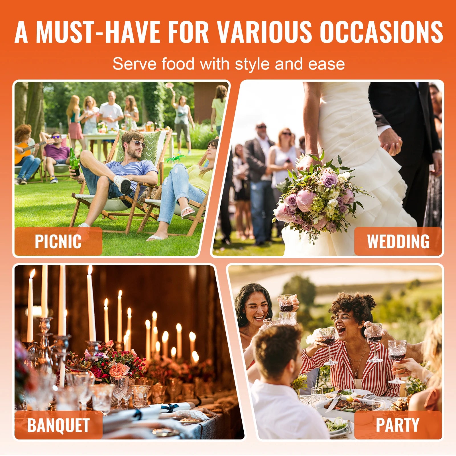 Chafing Dish Set 8QT Rectangle Stainless Steel