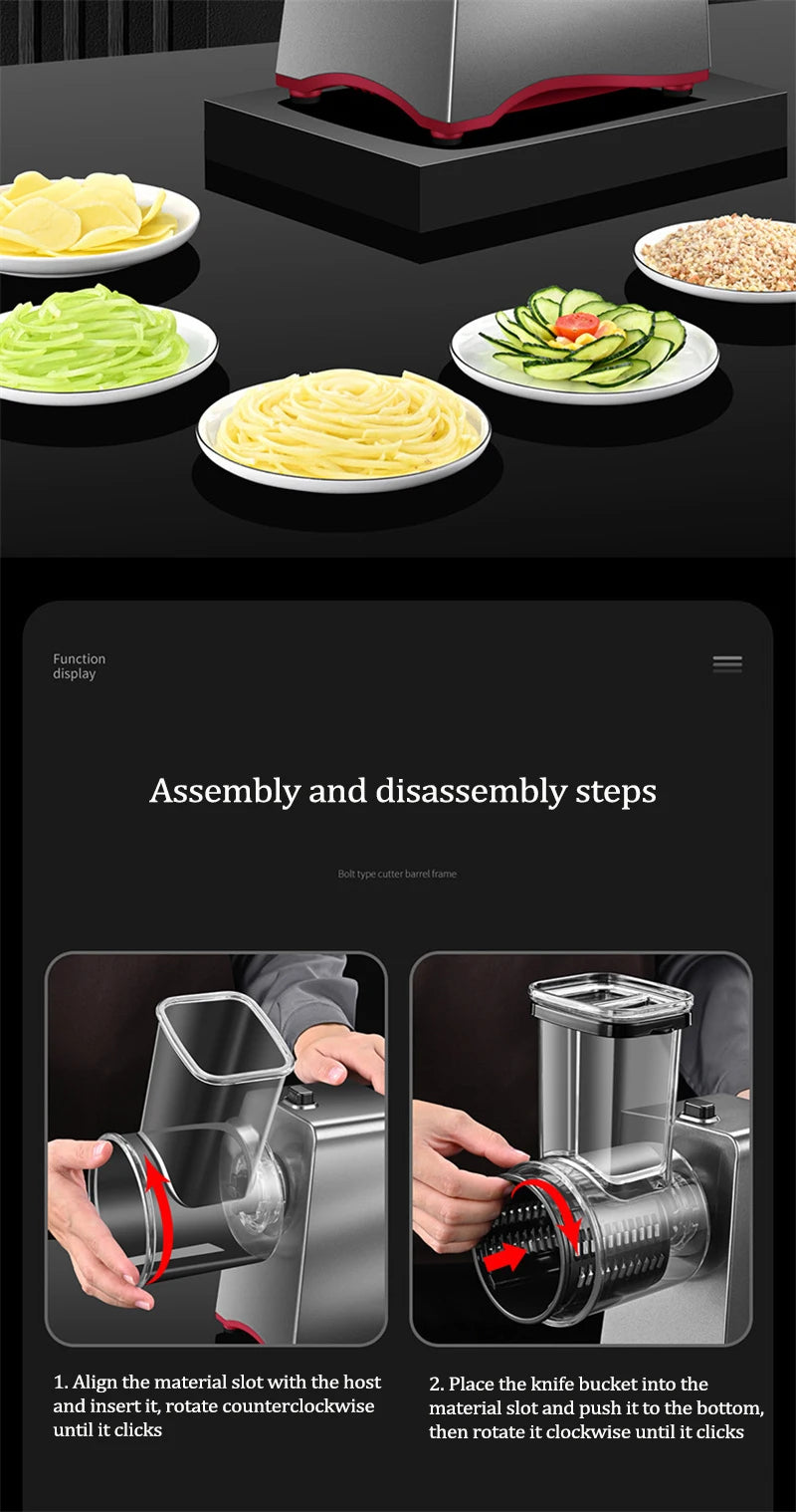 Electric Vegetable Cutter - 200W Multifunctional Slicer, Shredder & Grater with 3 or 5 Blades - Deribla Store