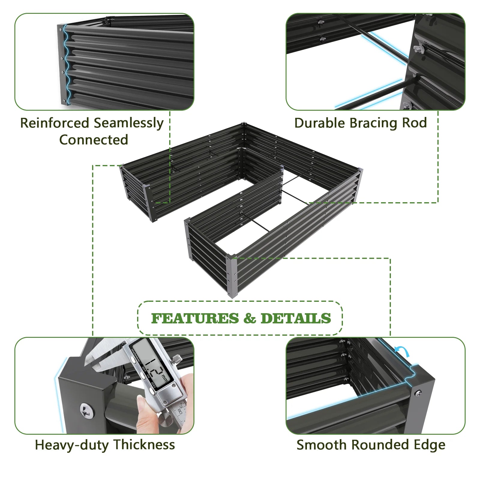 U-Shaped Galvanized Raised Garden Bed - 6x6x1.5ft Metal Planter Box, Anti-Rust & Easy Setup - Deribla Store