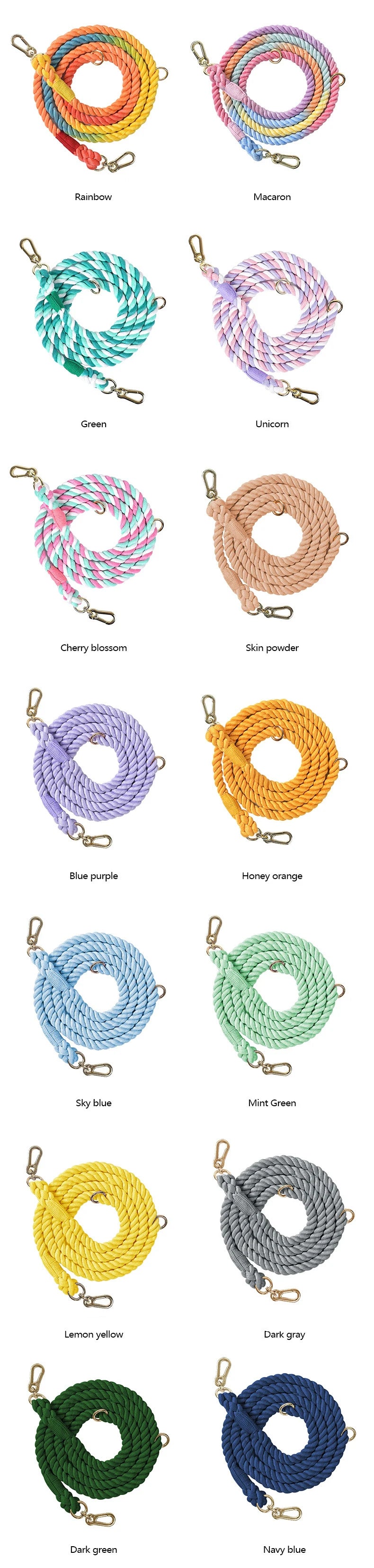 Handmade Braided Dog Leash - 250cm Strong Cotton Rope Heavy Duty Leash - Deribla Store