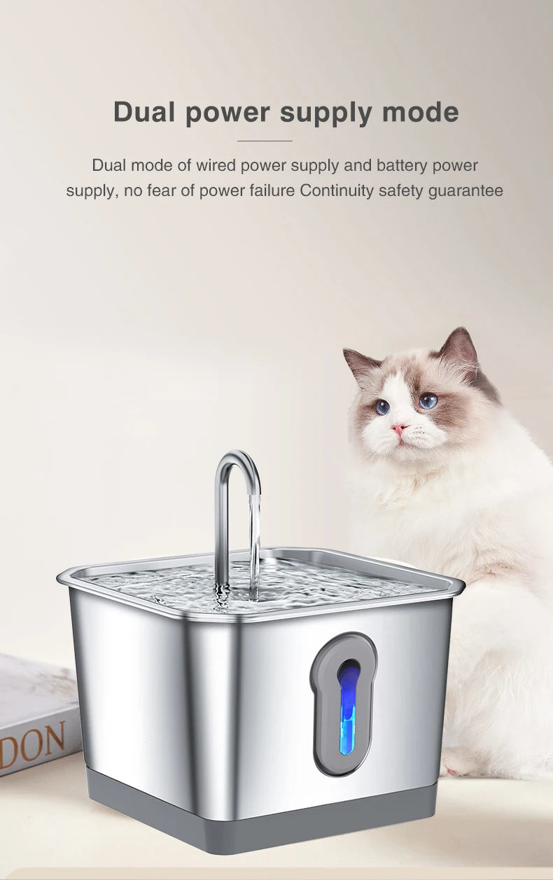 Smart Cat Water Fountain 4L - Wireless Dual Radar Stainless Steel Dispenser - Deribla Store