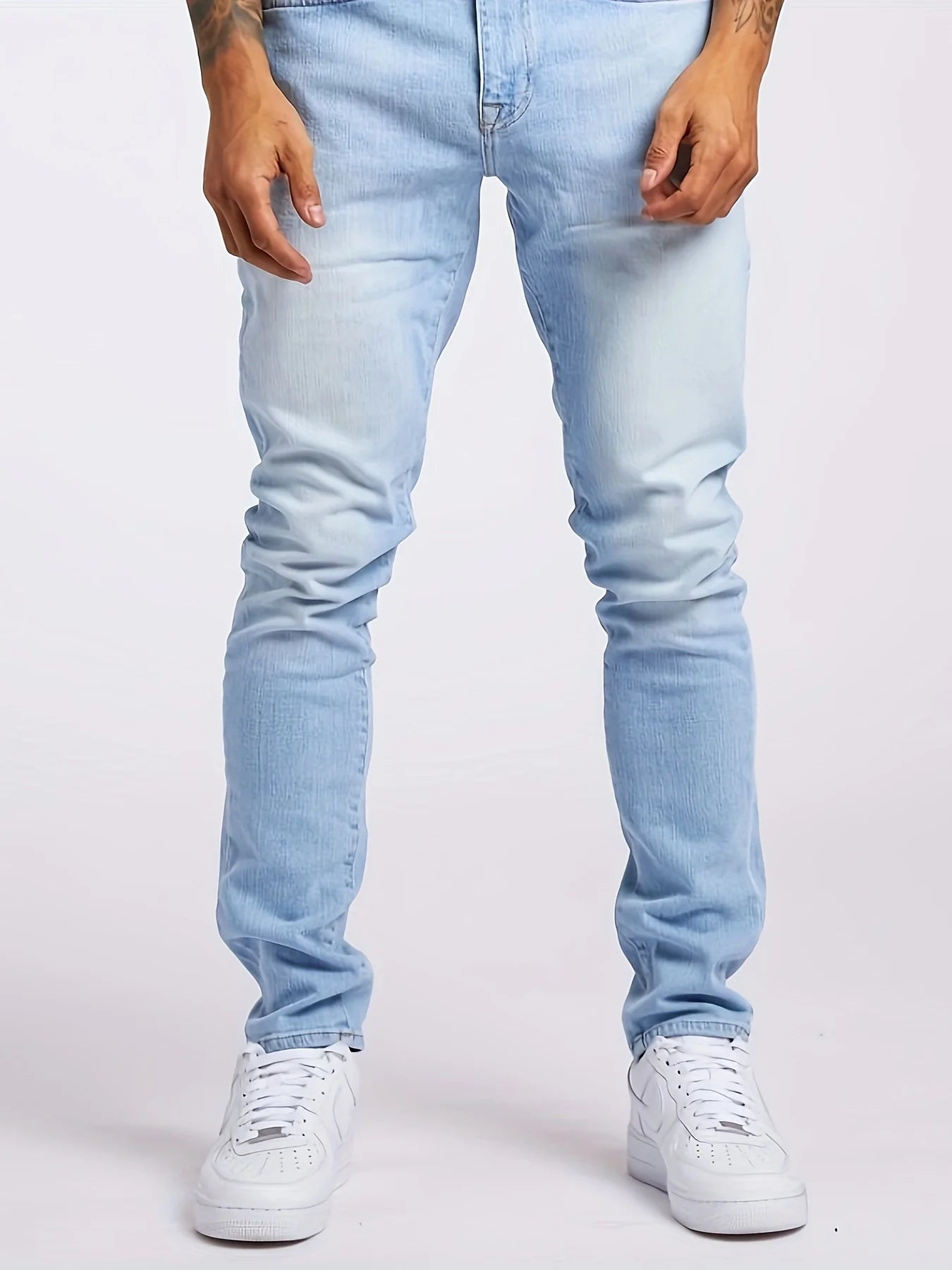 Men's jeans, fashionable stretch solid color jeans, fashionable