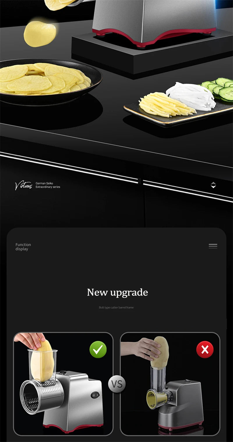 Electric Vegetable Cutter - 200W Multifunctional Slicer, Shredder & Grater with 3 or 5 Blades - Deribla Store