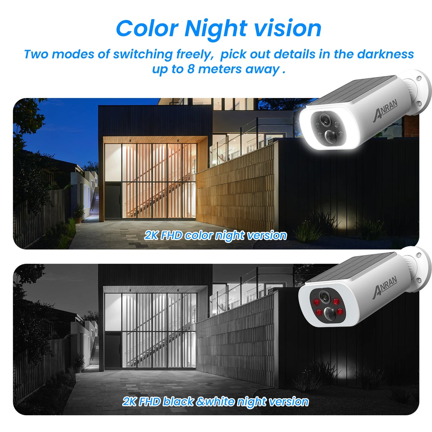 Solar Camera ANRAN 5MP Outdoor - WiFi Battery Color Night Vision