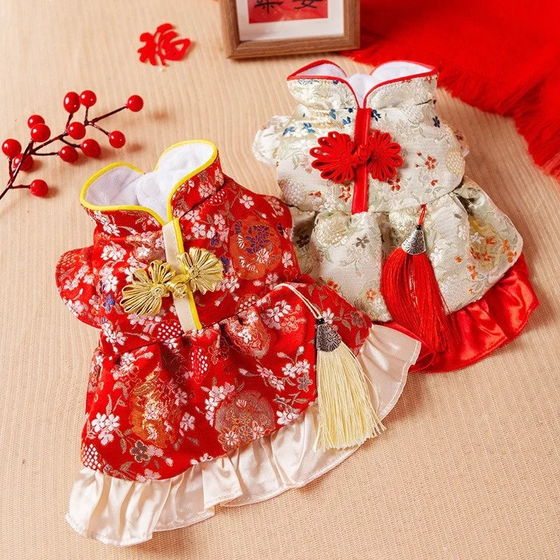 Chinese Style Dog Dress - Princess Skirt for Small Dogs & Cats - Deribla Store