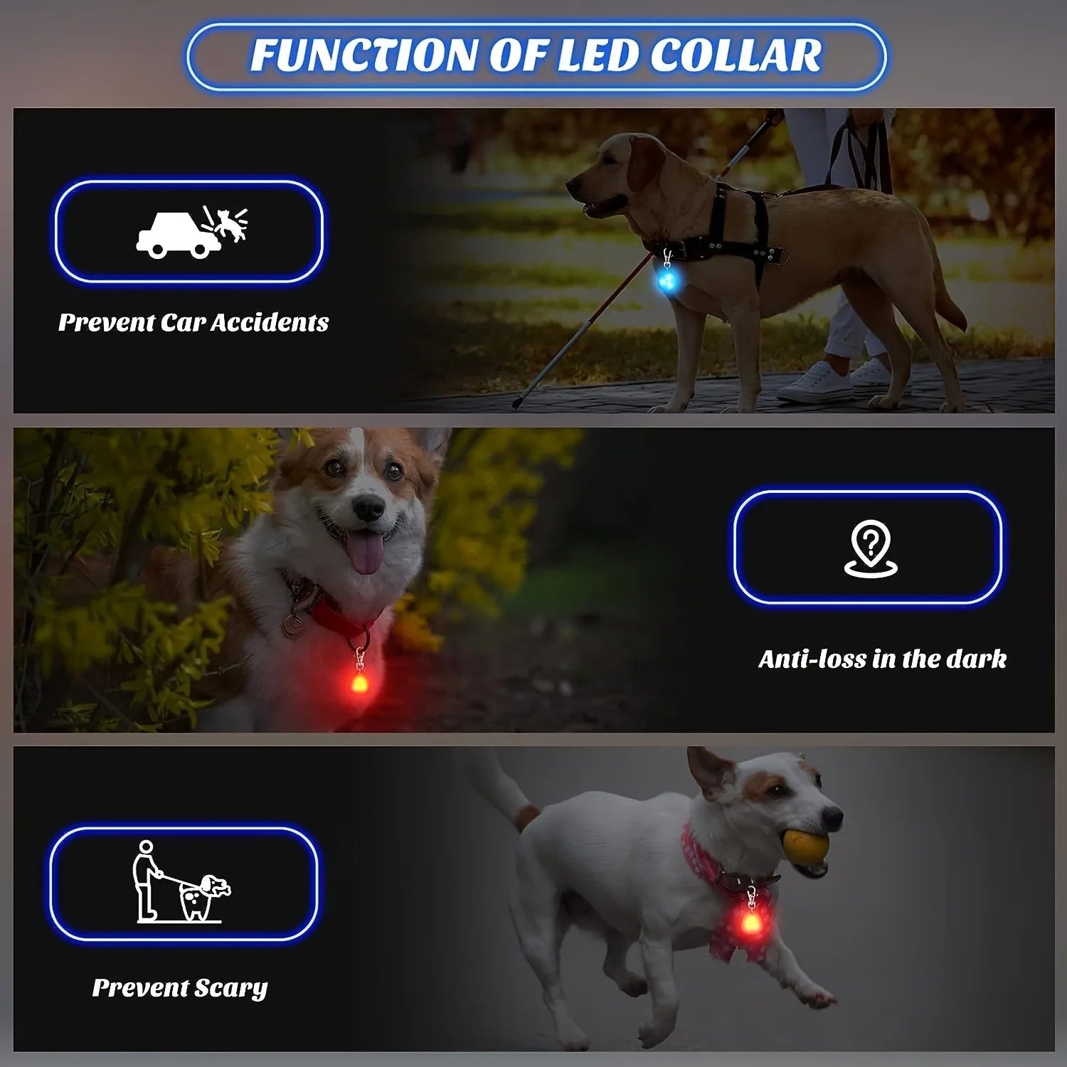 Night Walking Dog Luminous Pendant - LED Safety Light for Pet Collars (1-2 Pcs) - Deribla Store