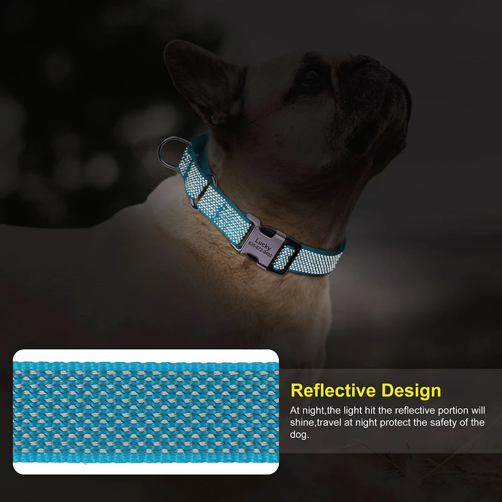 Custom Reflective Dog Collar - Personalized Nylon with Handle for All Sizes - Deribla Store