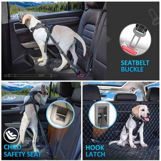 Dog Car Safety Belt - Reflective Extendable Pet Seatbelt for Medium to Large Dogs - Deribla Store