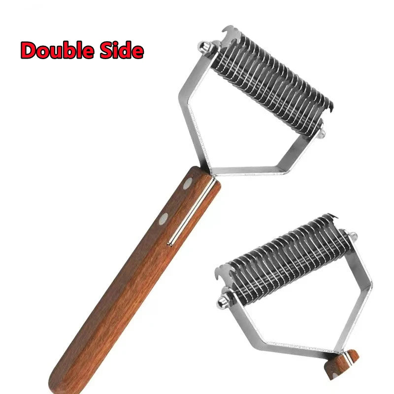 Professional Dog Dematting Comb - Wooden Handle Knot Remover Brush for Dogs & Cats - Deribla Store