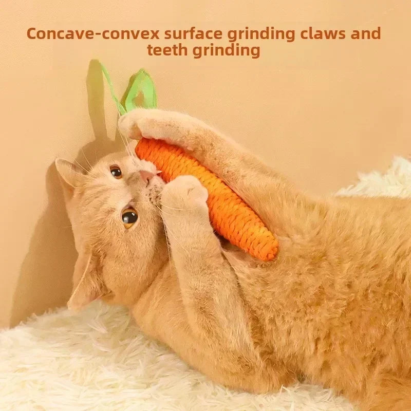 Carrot Cat Toy with Sound - Sisal Teething Stick, Bite-Resistant Dental Chew Toy - Deribla Store