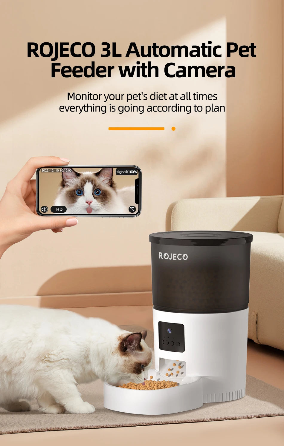 3L Smart Pet Feeder - WiFi Automatic Food Dispenser with Camera - Deribla Store
