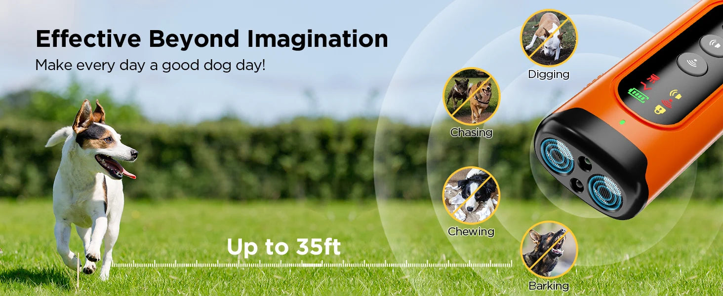 Ultrasonic Dog Repeller - 50FT Range Anti-Bark Training Device with LED Flashlight - Deribla Store